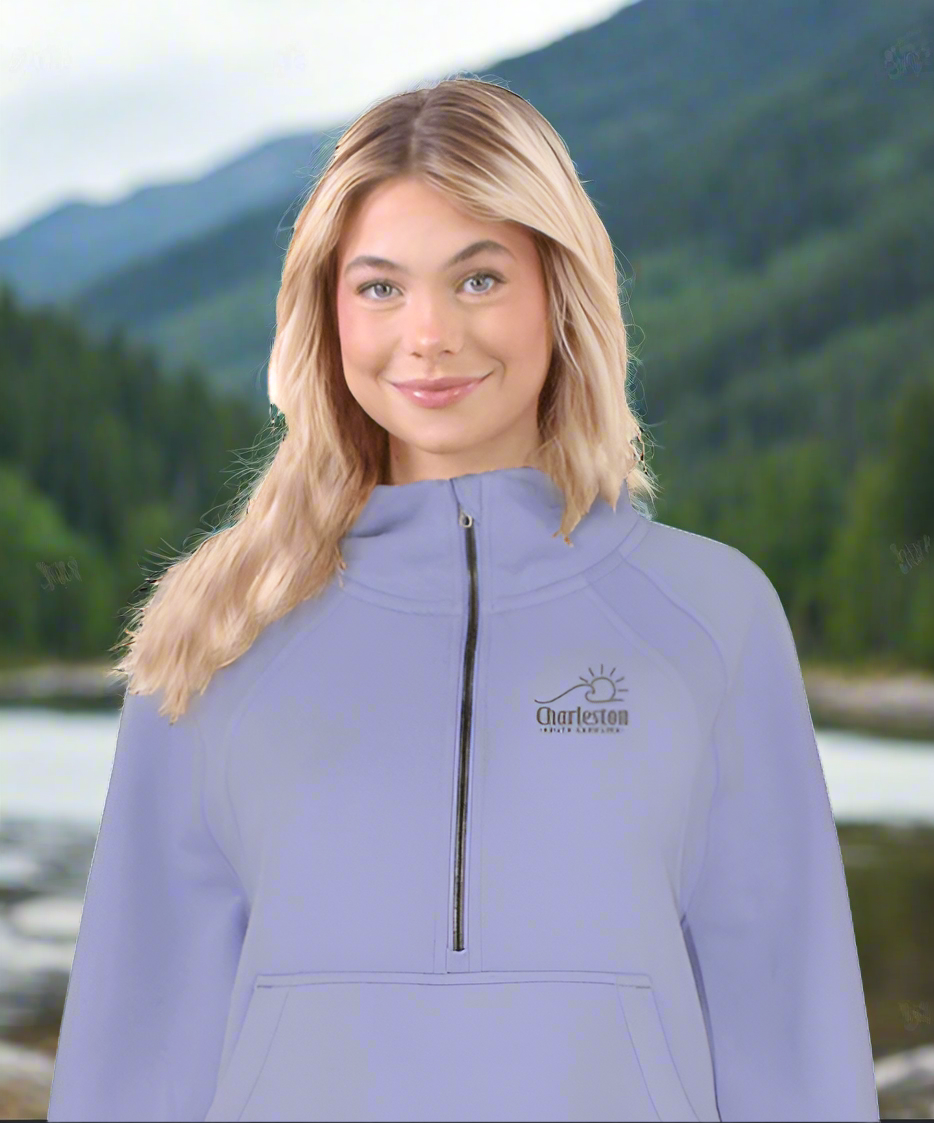 liquid energy apparel womens half zip scuba hoodie half zip hoodie lululemon athletica scuba hoodie active hoodie women's apparel women's sweatshirts women's active clothing outerwear cotton zipper pockets thumbholes blonde girl in sweatshirt mountains american